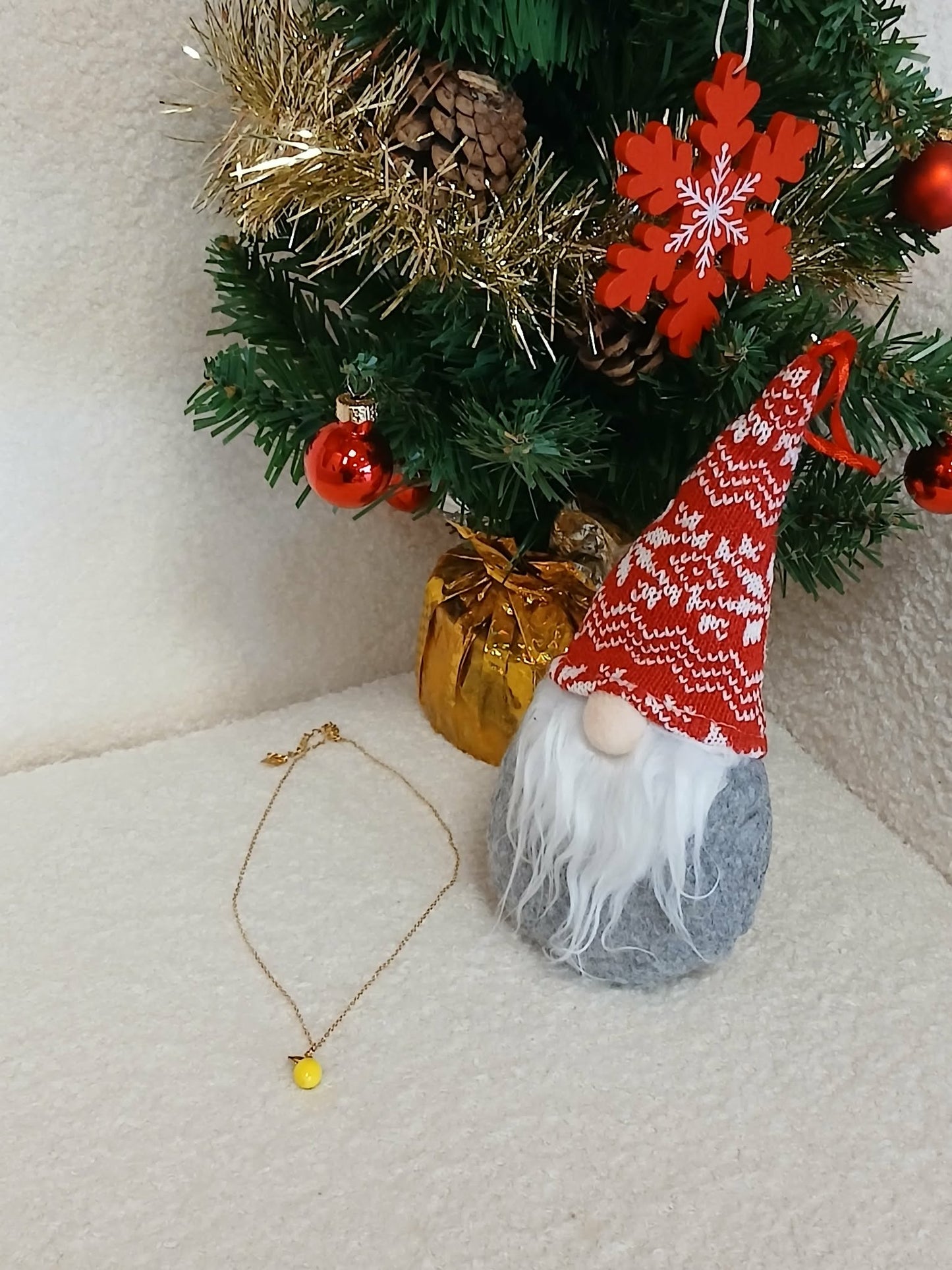 Collier Pendentif Citron Doré - Acier Inoxydable Femme