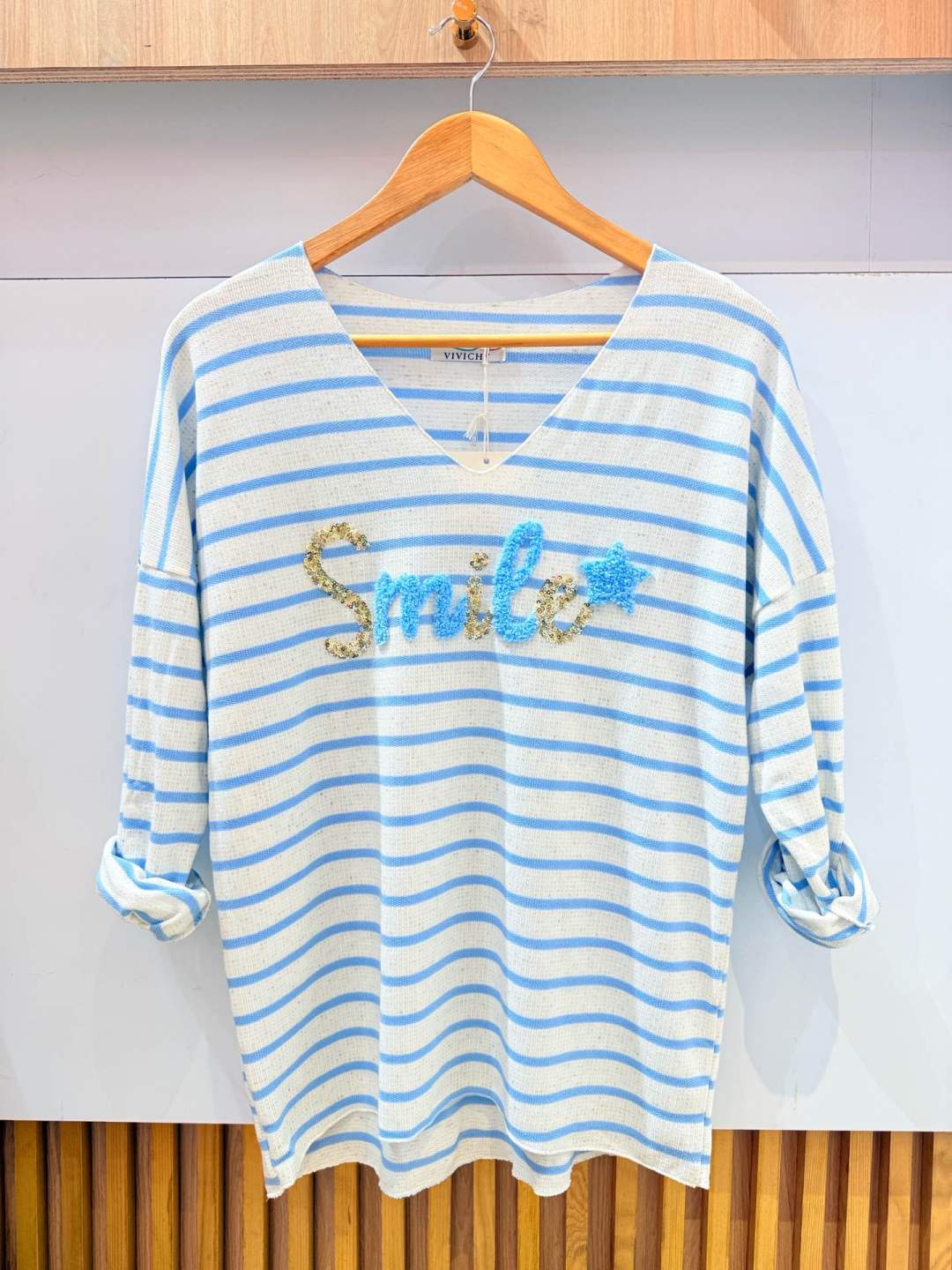 Tee-shirt Nina Rayures Lin - Broderie SMILE