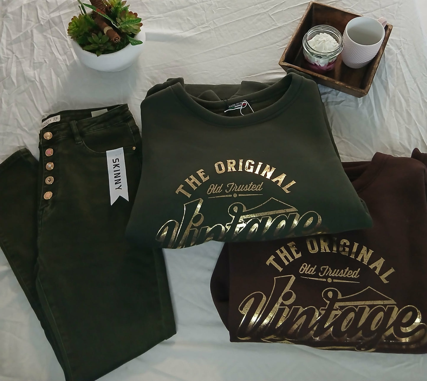 Jeans Orlane Skinny Vert - Boutons Strass