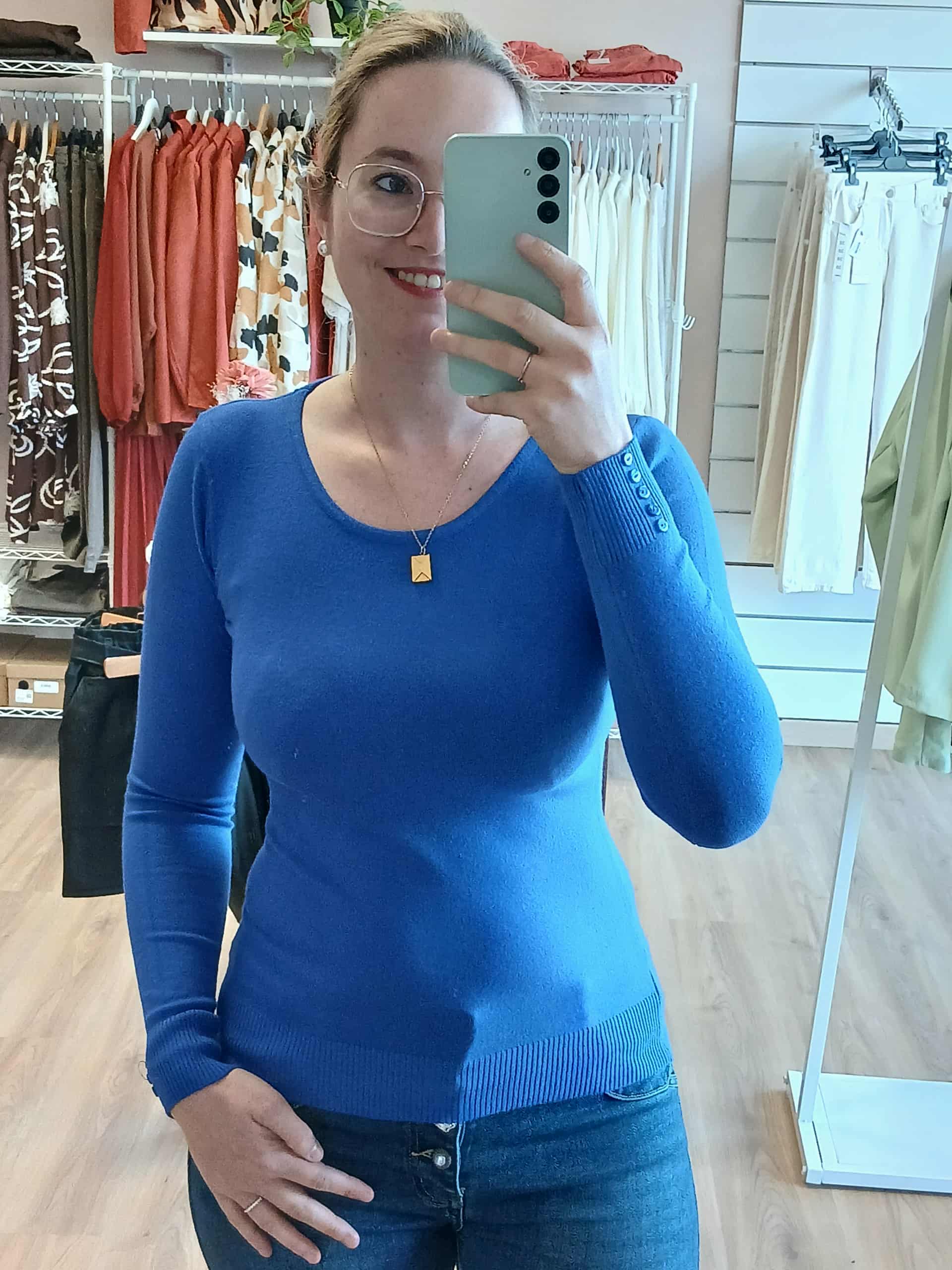 Détail maille fine pull Cécilia femme tricot doux