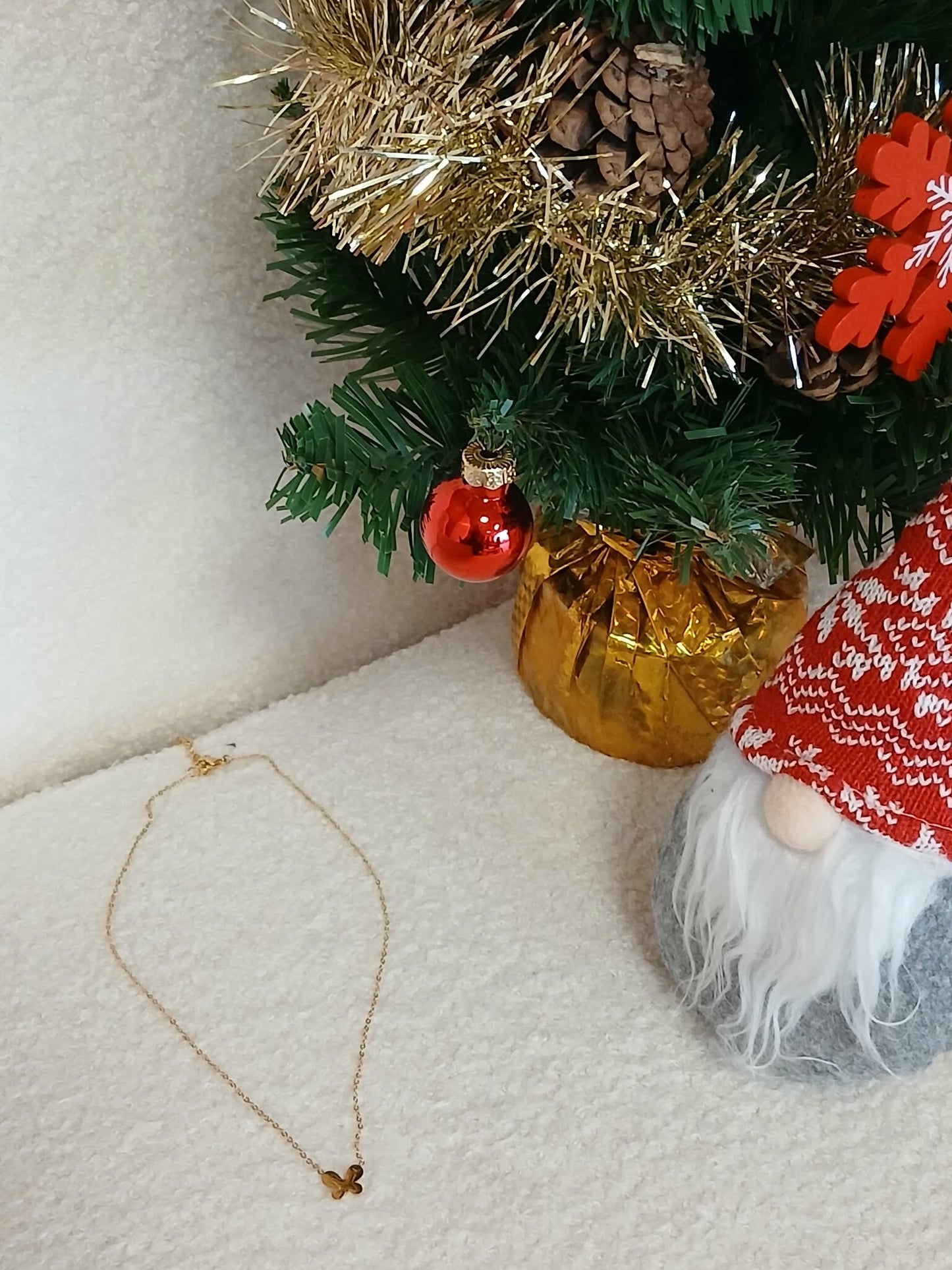 Collier Papillon Doré - Acier Inoxydable Femme