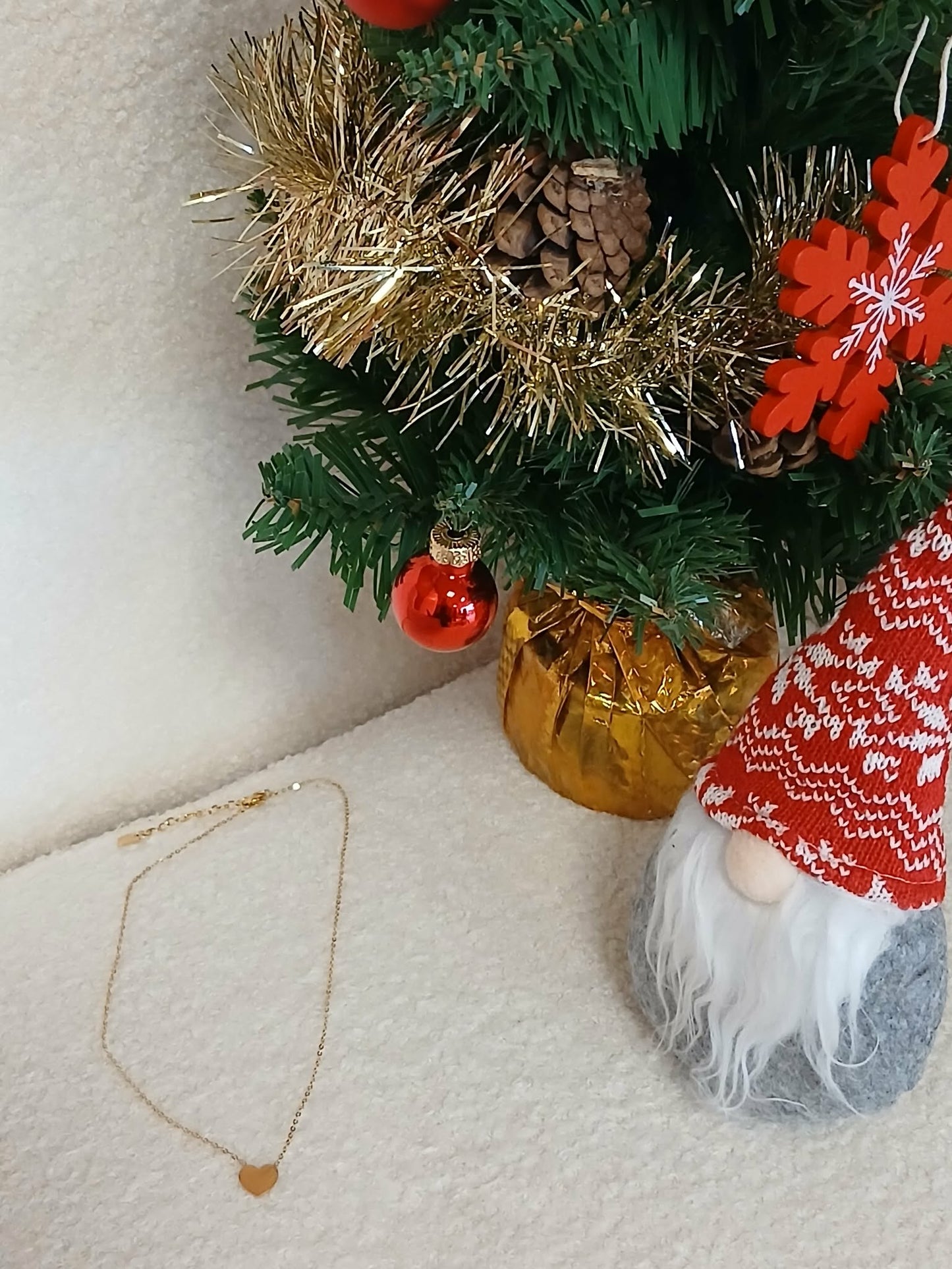 Collier Pendentif Cœur Doré - Acier Inoxydable Femme