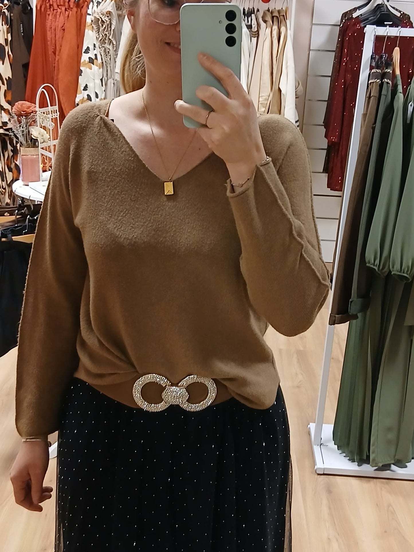 Vue dos pull Maho femme grosse maille confortable 