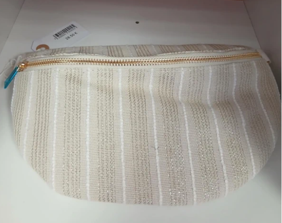 Sac Banane Pauline - Crème Rayures Argentées