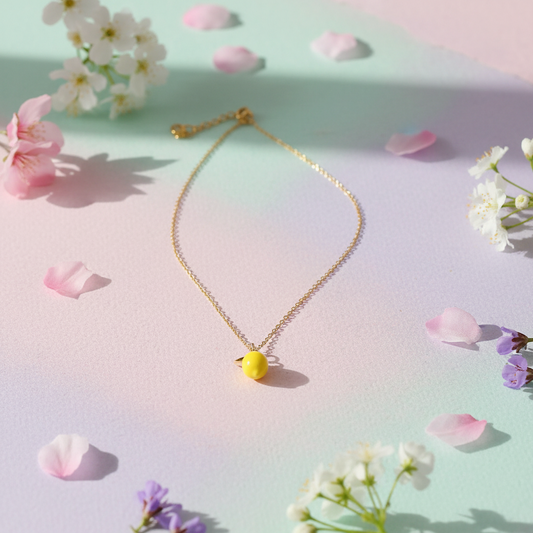 Collier Pendentif Citron Doré - Acier Inoxydable Femme