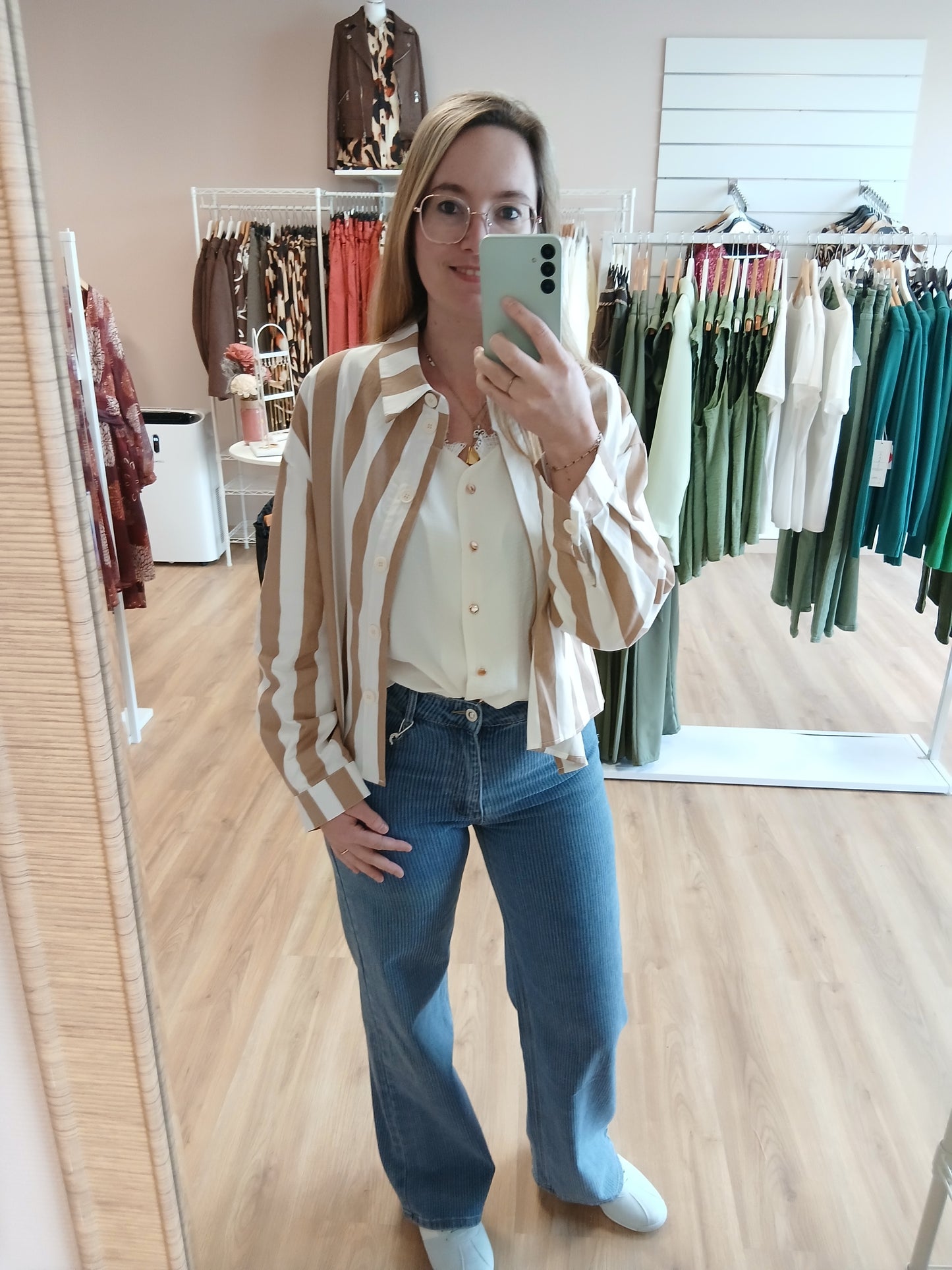 Chemise Léonie Rayures Beige - 100% Coton