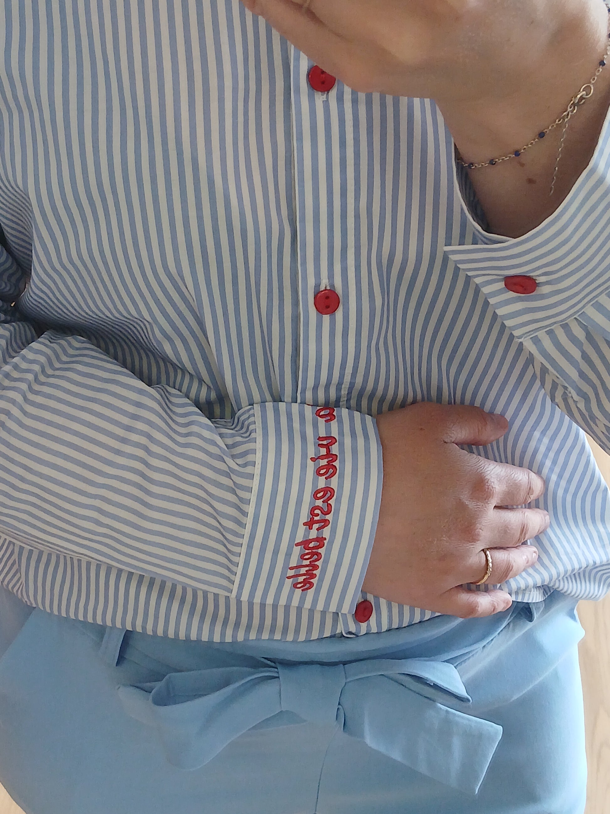 Chemise ELIA Rayures Broderie Cœur - Du S au 4XL Les tendances d'Axelya