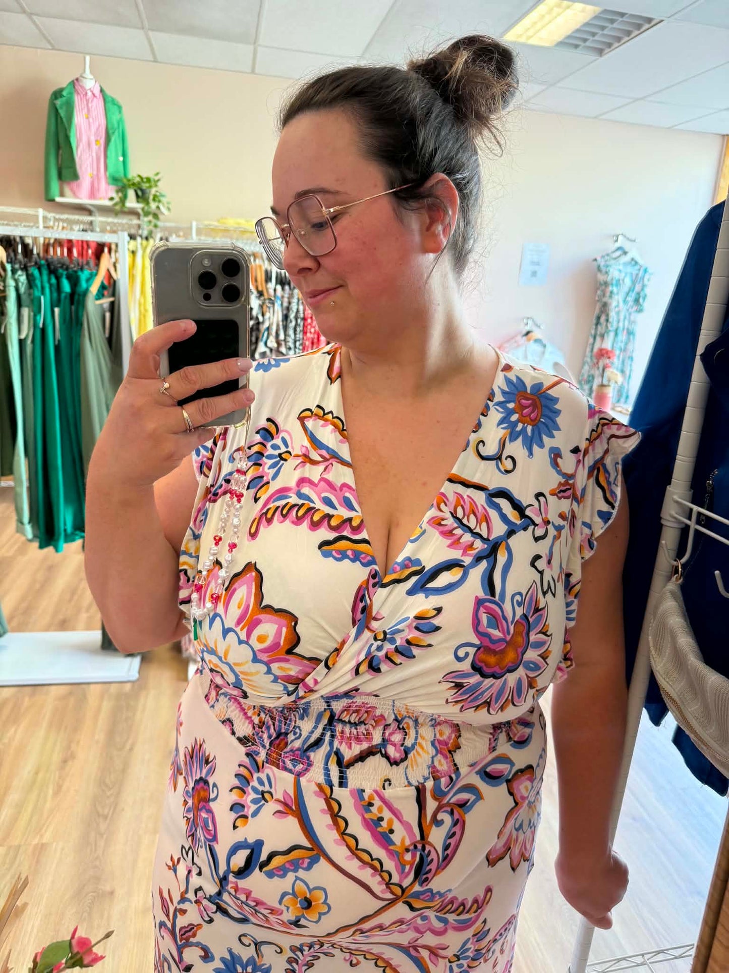 Robe FLORA Longue Florale - Taille Magique Les tendances d'Axelya