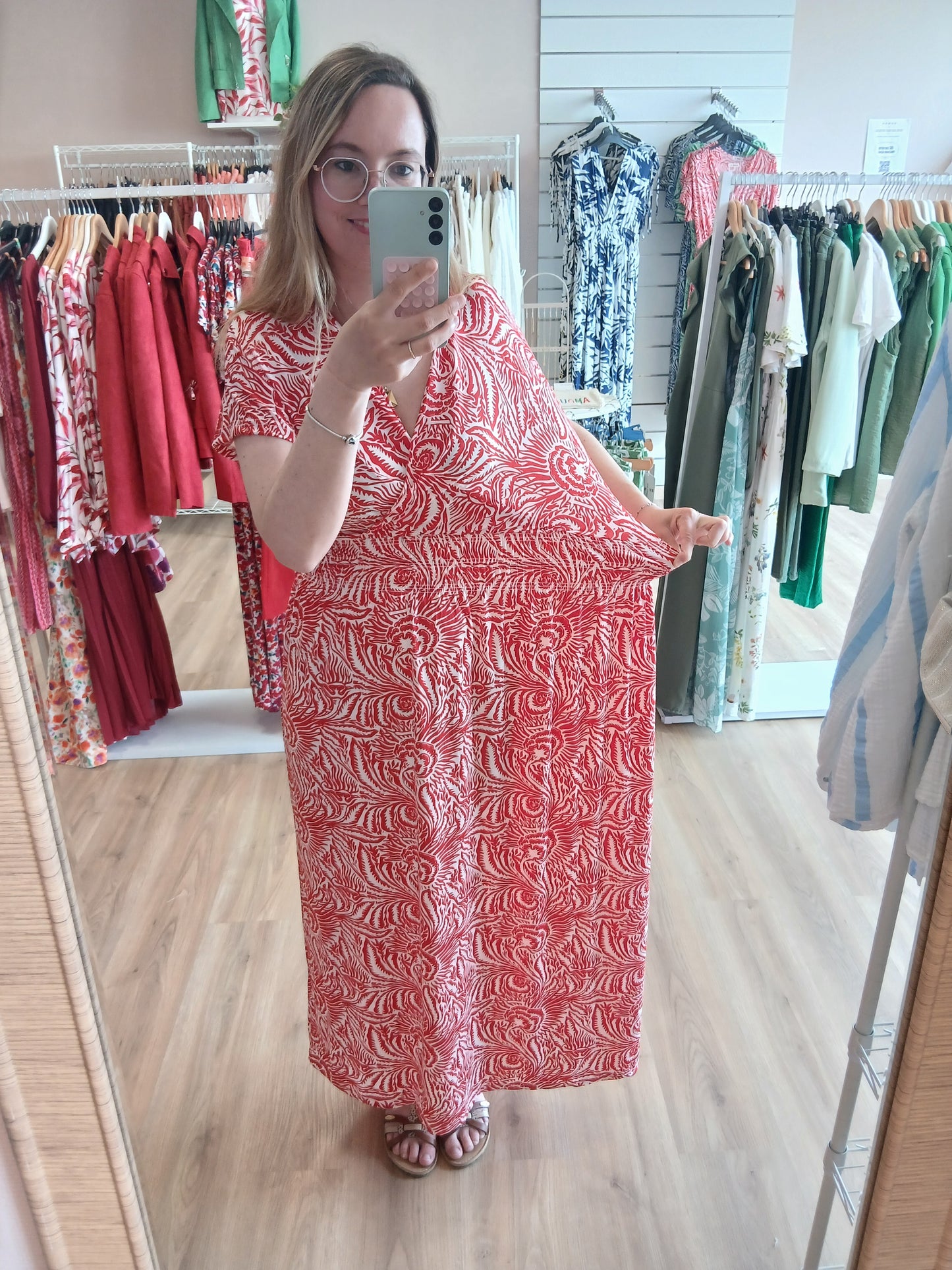 Robe ARIA Longue Imprimée - 4 Coloris - Taille Magique Les tendances d'Axelya