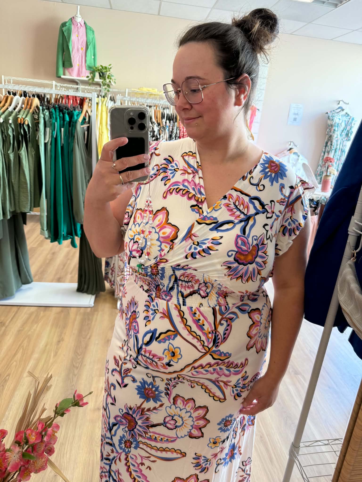 Robe FLORA Longue Florale - Taille Magique Les tendances d'Axelya