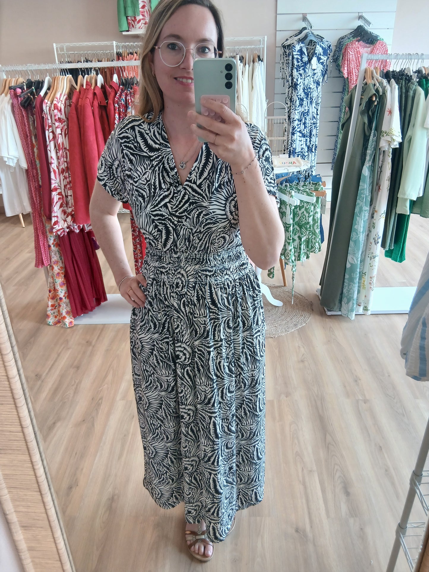 Robe ARIA Longue Imprimée - 4 Coloris - Taille Magique Les tendances d'Axelya
