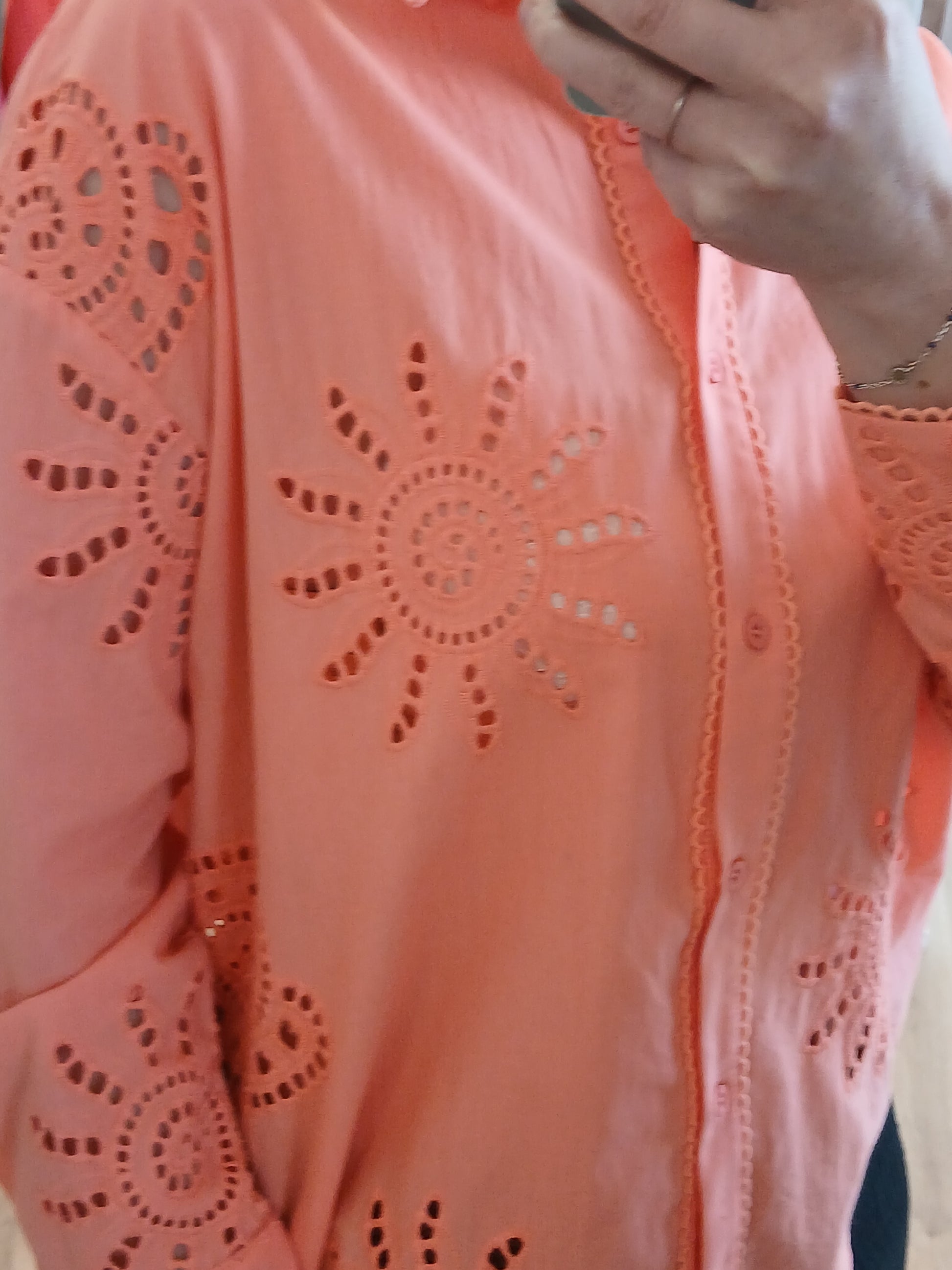 Chemise Margot Dentelle Corail - 100% Coton Les tendances d'Axelya
