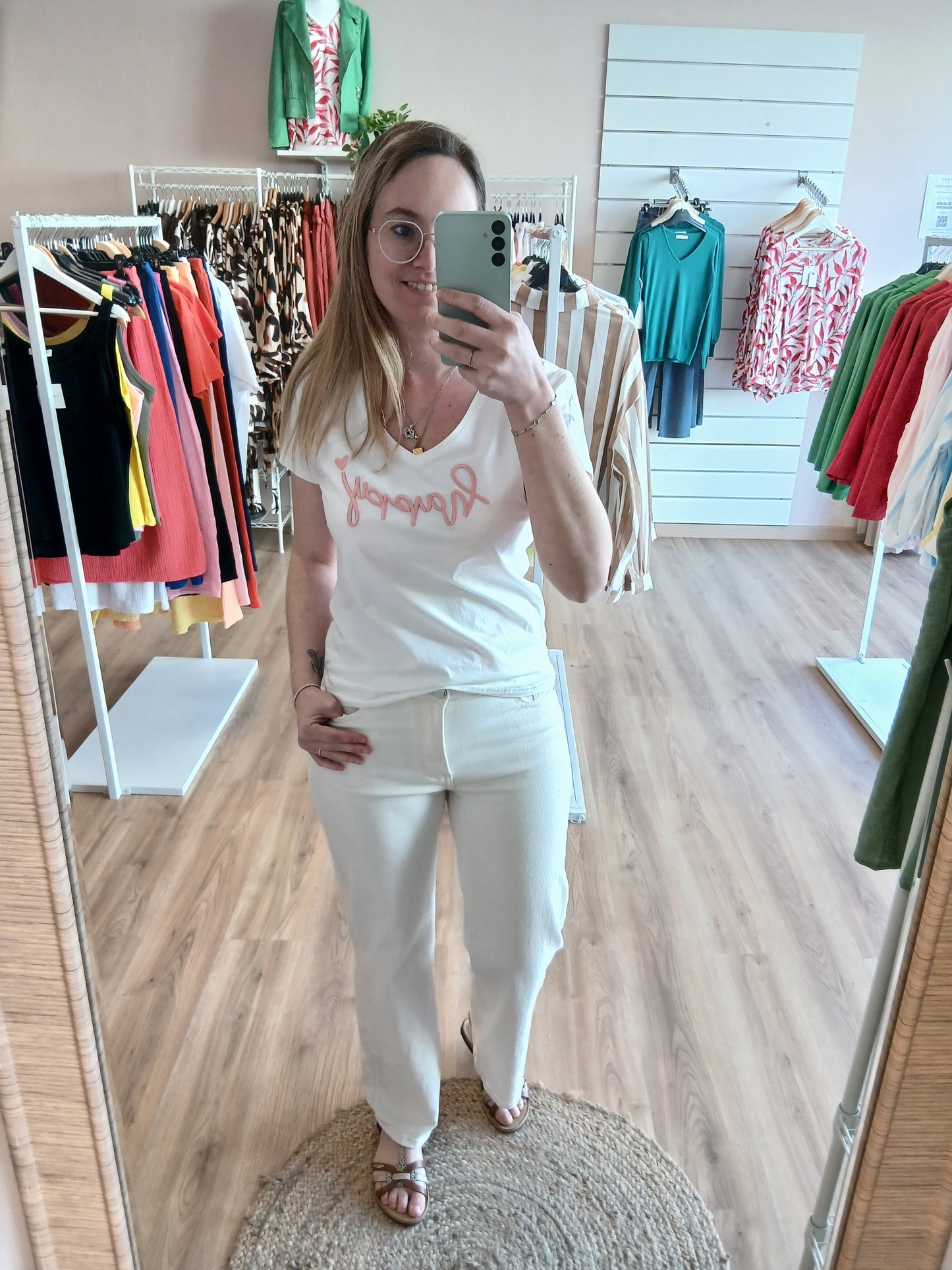 T-shirt NOAH Femme - T-shirt Happy Imprimé Rose ou Vert Les tendances d'Axelya