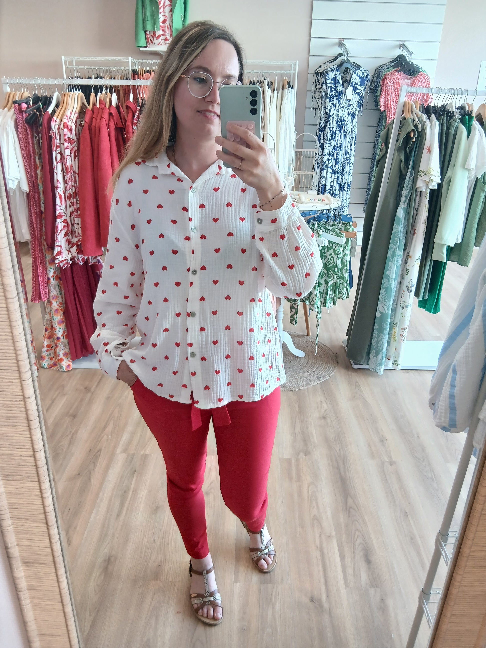Chemise CORA Gaze de Coton Cœurs - Grande Taille Les tendances d'Axelya