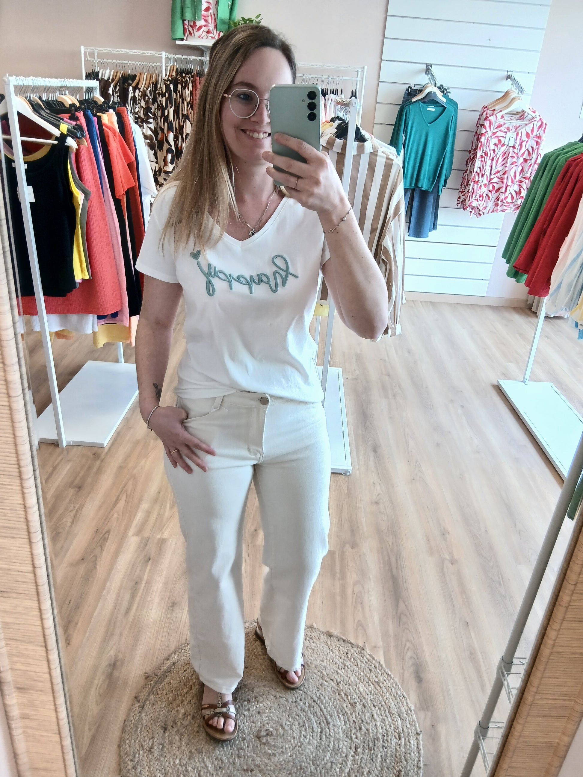 T-shirt NOAH Femme - T-shirt Happy Imprimé Rose ou Vert Les tendances d'Axelya