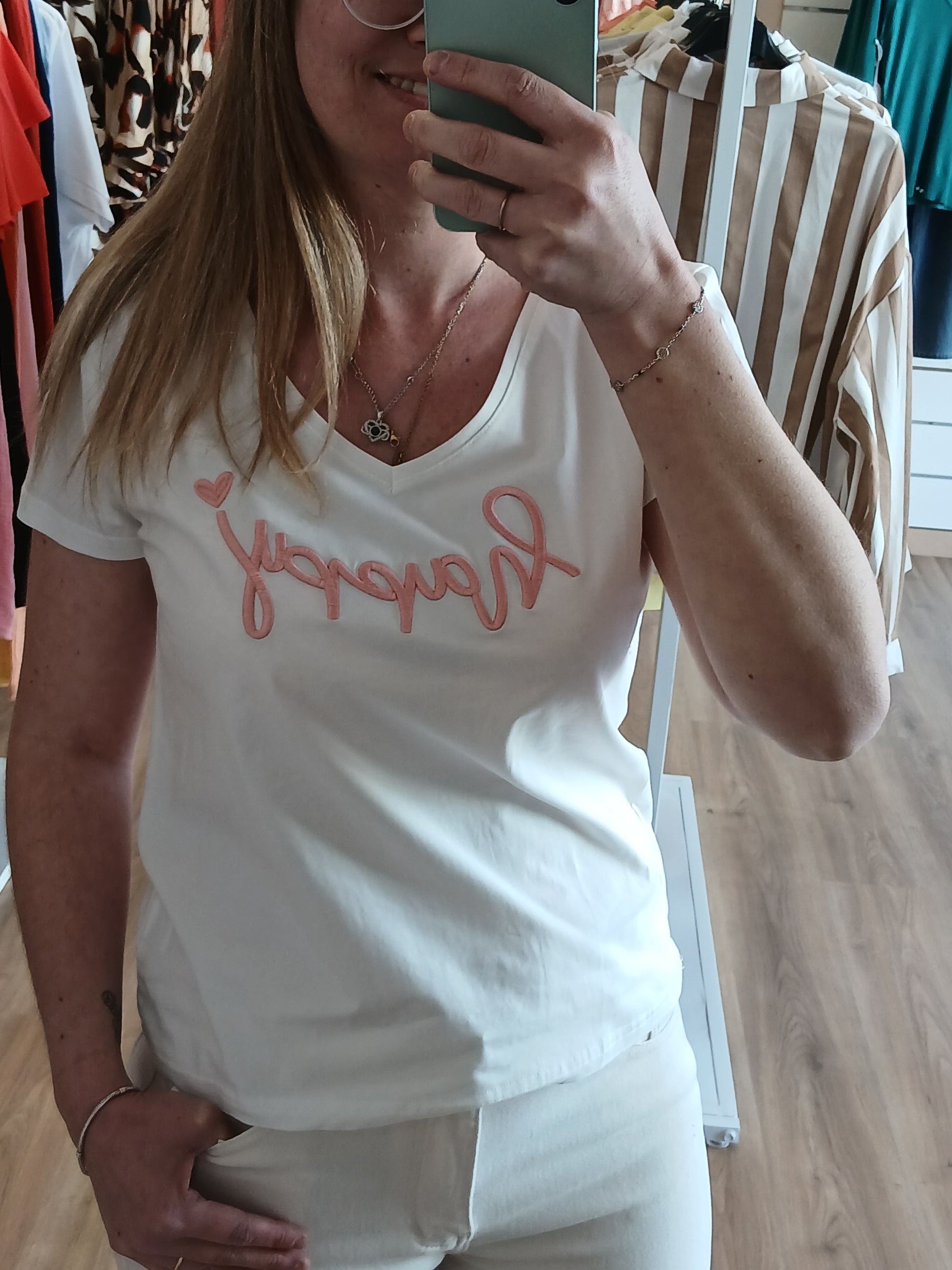 T-shirt NOAH Femme - T-shirt Happy Imprimé Rose ou Vert Les tendances d'Axelya