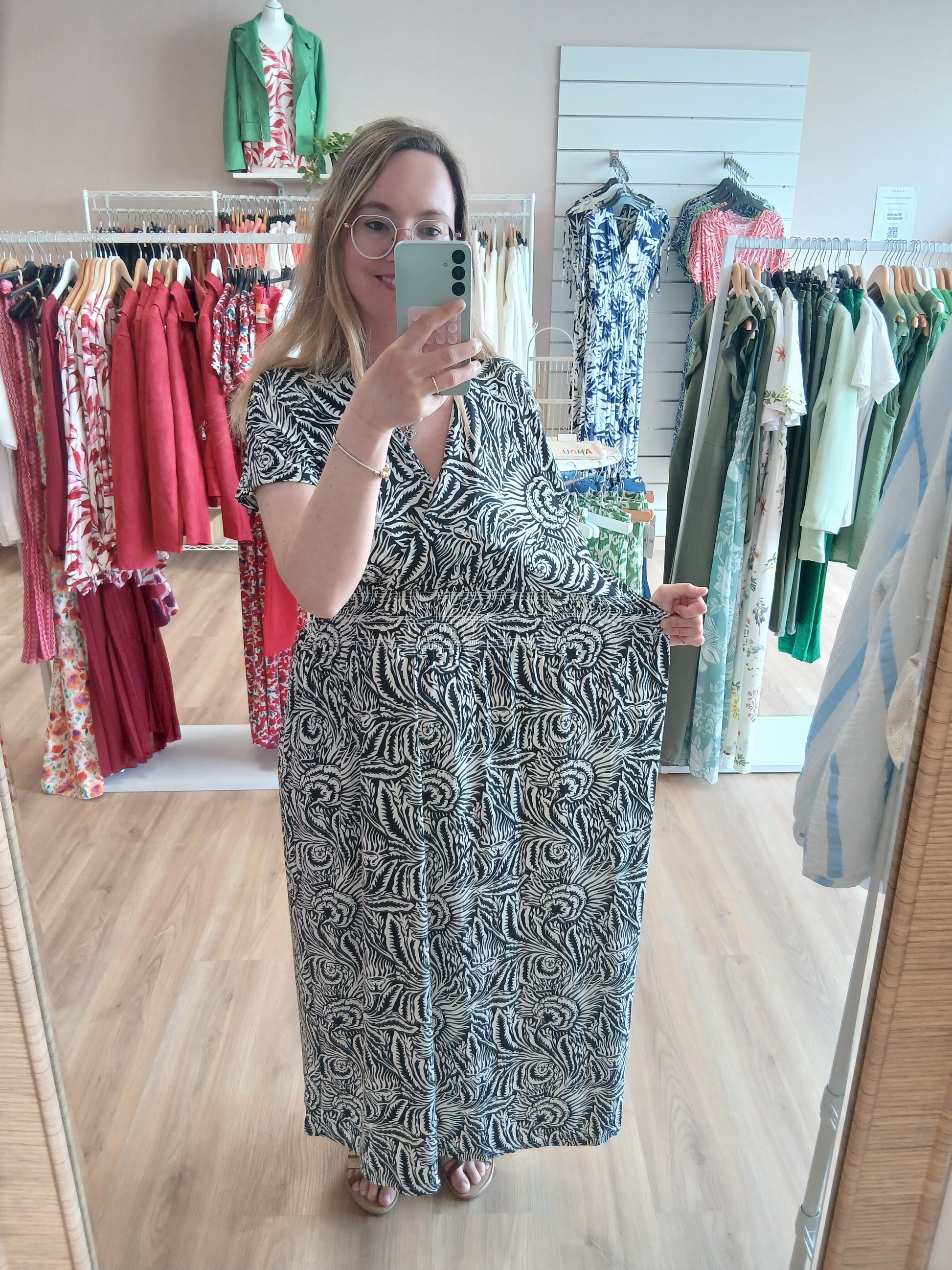 Robe ARIA Longue Imprimée - 4 Coloris - Taille Magique Les tendances d'Axelya