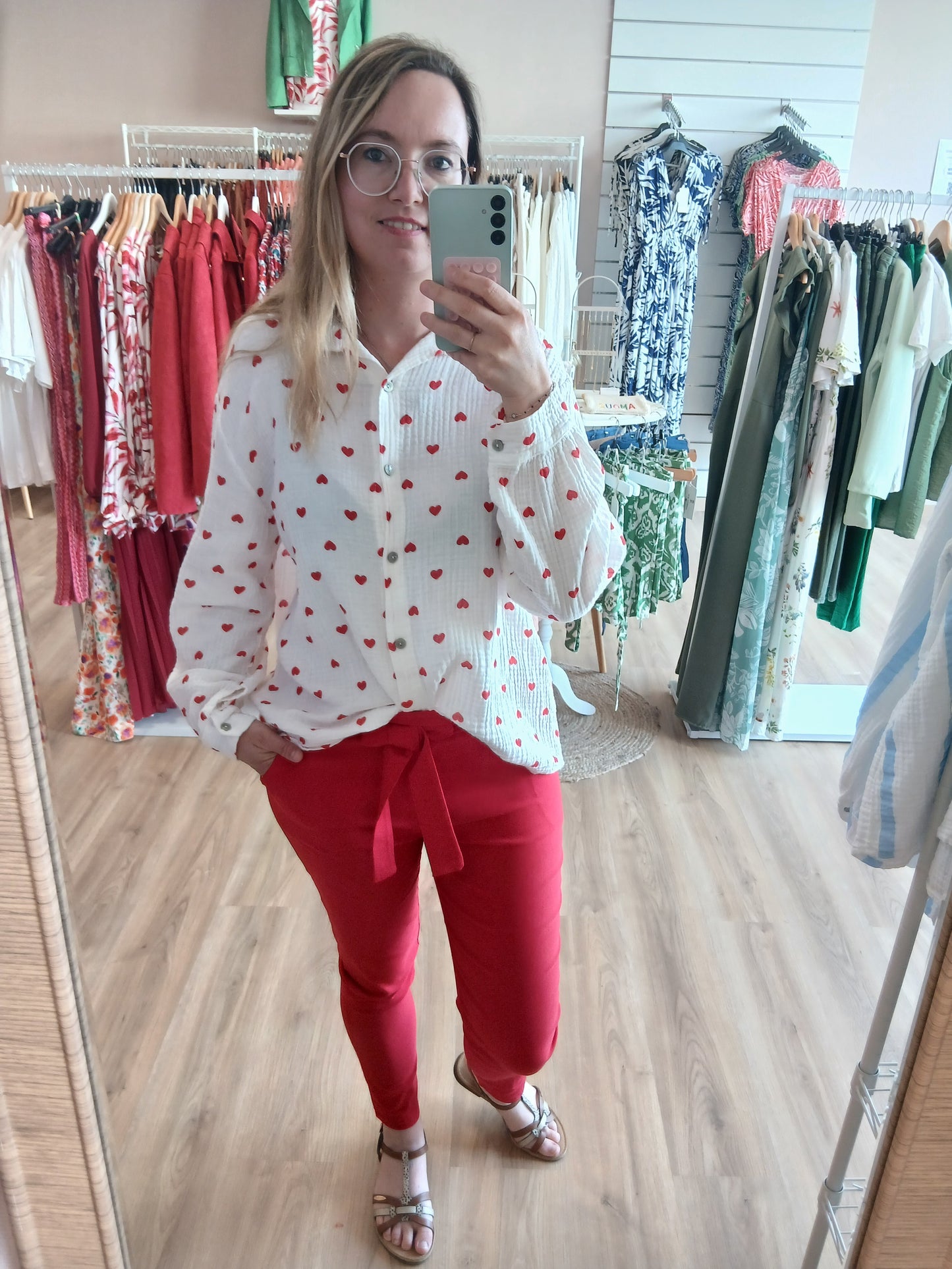 Chemise CORA Gaze de Coton Cœurs - Grande Taille Les tendances d'Axelya