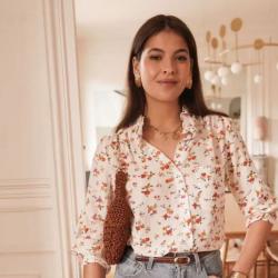 Blouse FLORE Imprimé Floral Orange - Grande Taille Les tendances d'Axelya